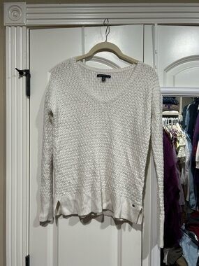 Classic V-Neck Women’s Sweater in Cream